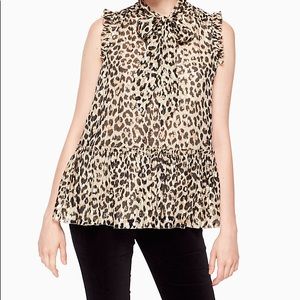 Leopard Clip Dot Metallic Tie Top